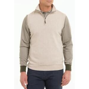 Fairway & Greene | Men's Size 2XL Lt Brown Vest 1/4 Zip Baruffa Merino Wool